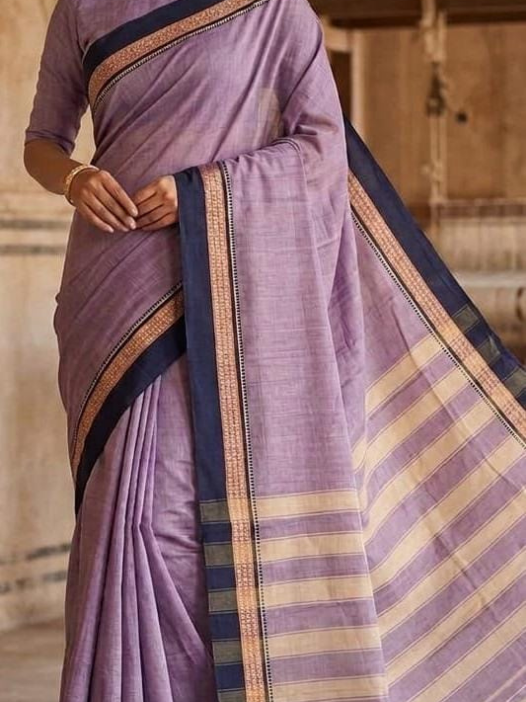 Handloom Narayanpet Cotton Saree | Lavender