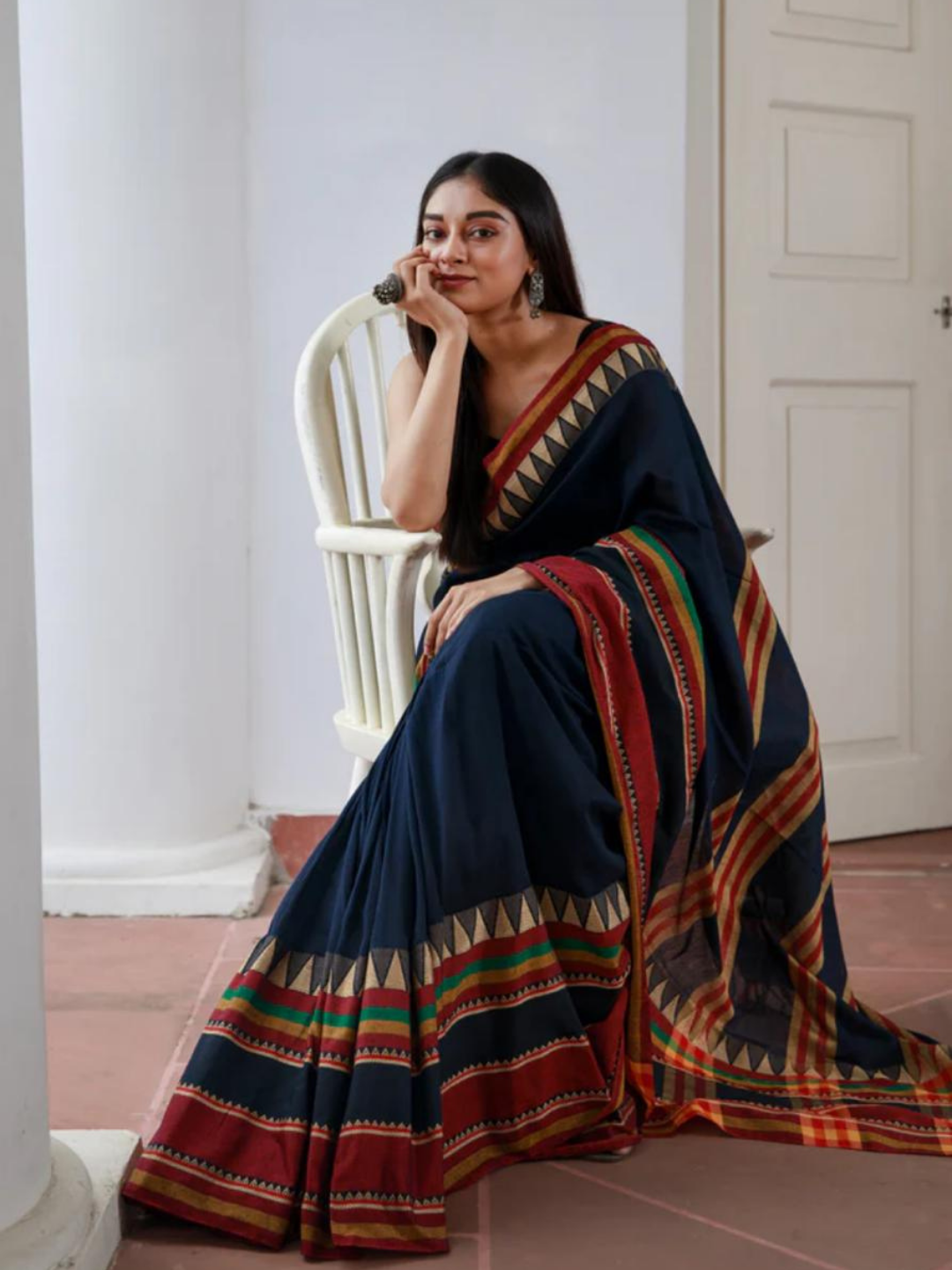 Handloom Narayanpet Cotton Saree | Dark Navy