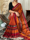 Handloom Narayanpet Cotton Saree | Burnt Orange