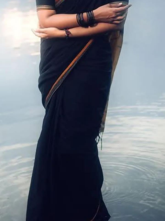 Handloom Narayanpet Cotton Saree | Black
