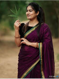 Handloom Narayanpet Cotton Saree | Deep Plum