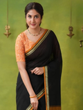 Handloom Narayanpet Cotton Saree | Black