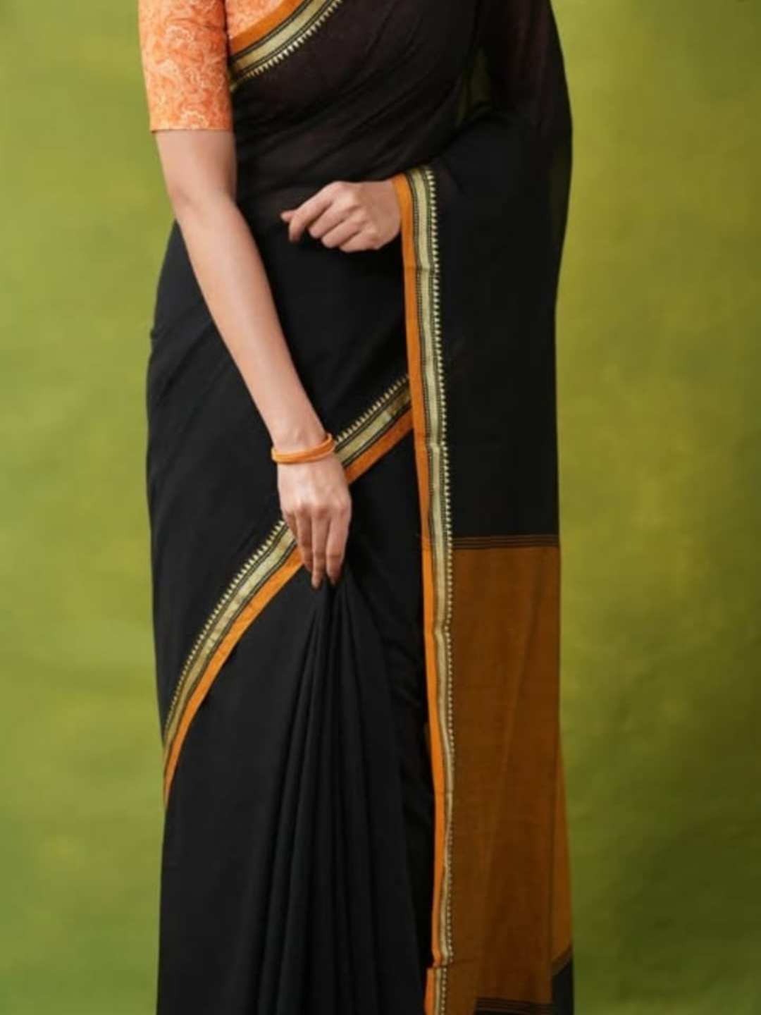 Handloom Narayanpet Cotton Saree | Black