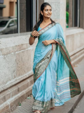 Handloom Narayanpet Cotton Saree | Sky Blue