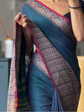 Handloom Narayanpet Cotton Saree | Teal Blue