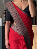 Handloom Narayanpet Cotton Saree | Bright Red