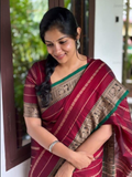 Handloom Narayanpet Cotton Saree | Wine Maroon