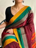 Handloom Narayanpet Cotton Saree | Deep Maroon