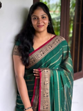 Handloom Narayanpet Cotton Saree | Teal Green