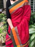 Handloom Narayanpet Cotton Saree | Bright Red
