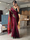 Handloom Narayanpet Cotton Saree | Deep Maroon