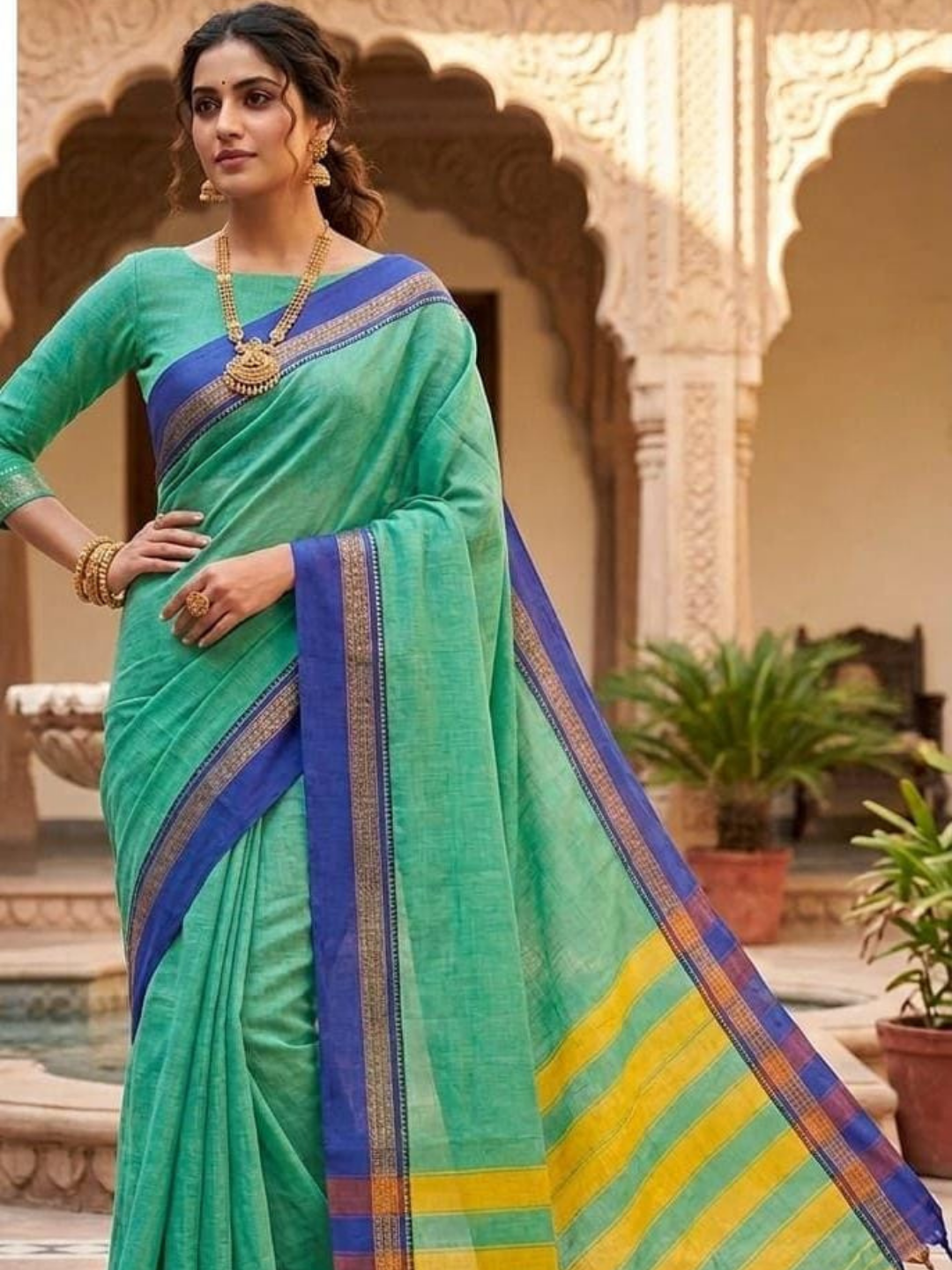 Handloom Narayanpet Cotton Saree | Aqua Mint
