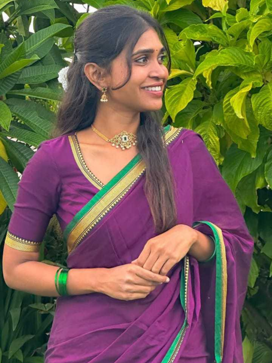 Handloom Narayanpet Cotton Saree | Deep Purple