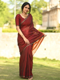 Handloom Narayanpet Cotton Saree | Rust Brown
