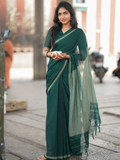 Handloom Narayanpet Cotton Saree | Dark Green