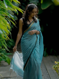 Handloom Narayanpet Cotton Saree | Powder Blue