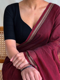 Handloom Narayanpet Cotton Saree | Deep Maroon