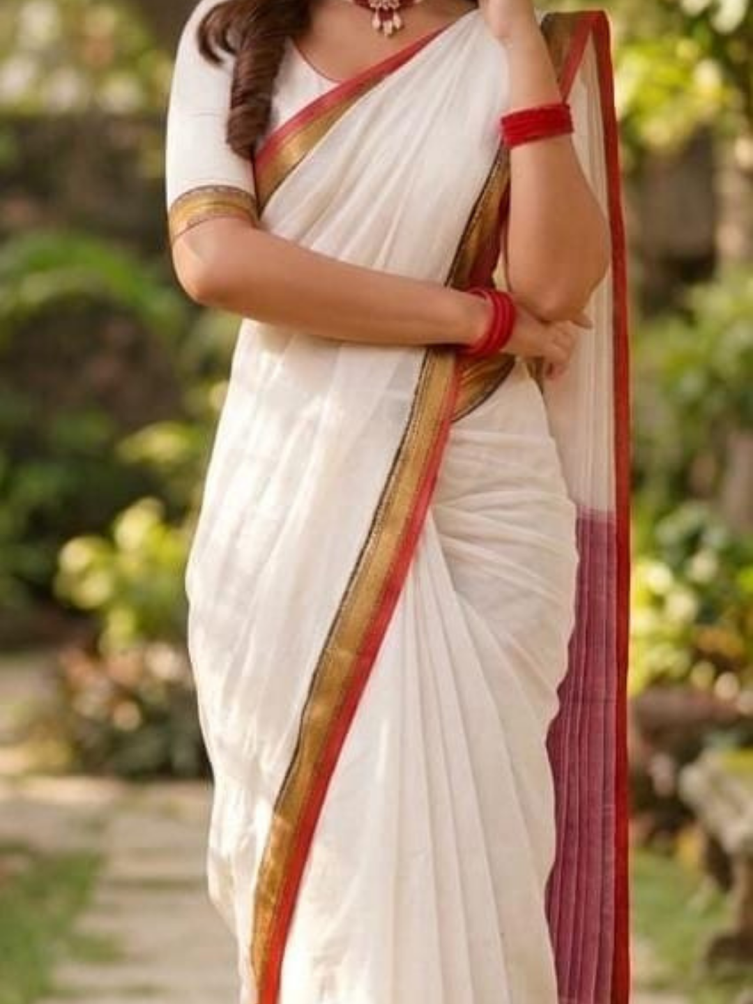 Handloom Narayanpet Cotton Saree | Ivory White