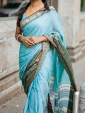 Handloom Narayanpet Cotton Saree | Sky Blue