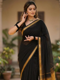 Handloom Narayanpet Cotton Saree | Black