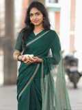 Handloom Narayanpet Cotton Saree | Dark Green