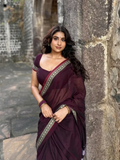 Handloom Narayanpet Cotton Saree | Deep Wine Plum
