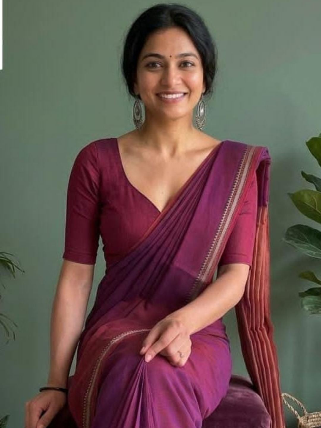 Handloom Narayanpet Cotton Saree | Dusty Mauve Plum