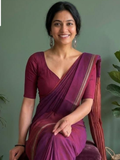 Handloom Narayanpet Cotton Saree | Dusty Mauve Plum