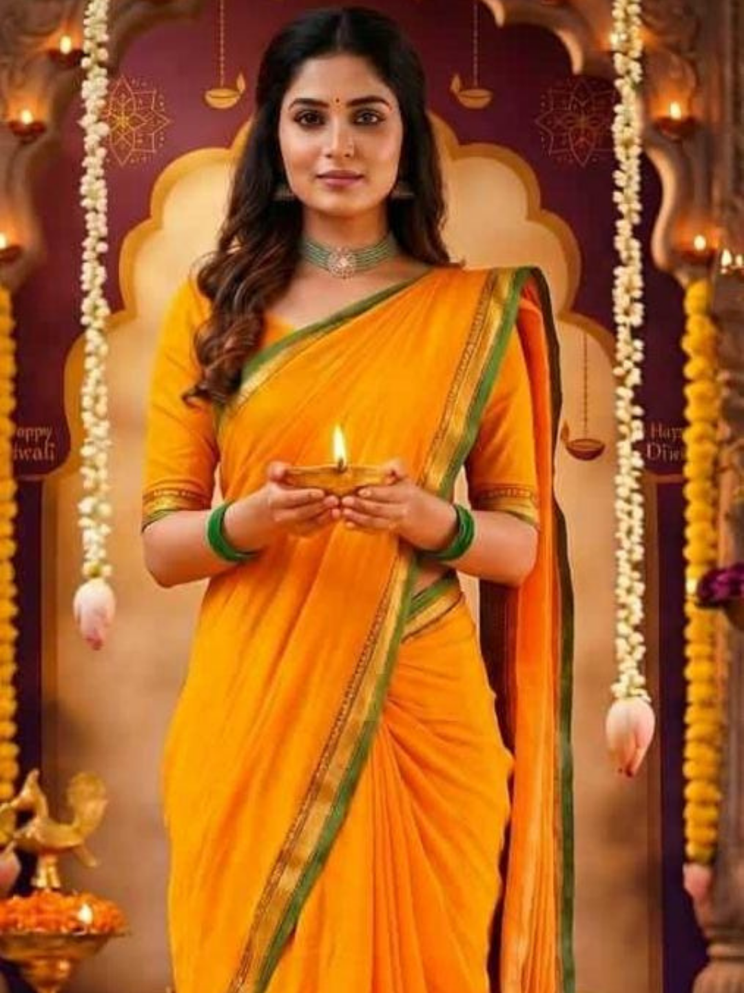 Handloom Narayanpet Cotton Saree | Bright Mustard Yellow