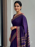 Handloom Narayanpet Cotton Saree | Deep Purple