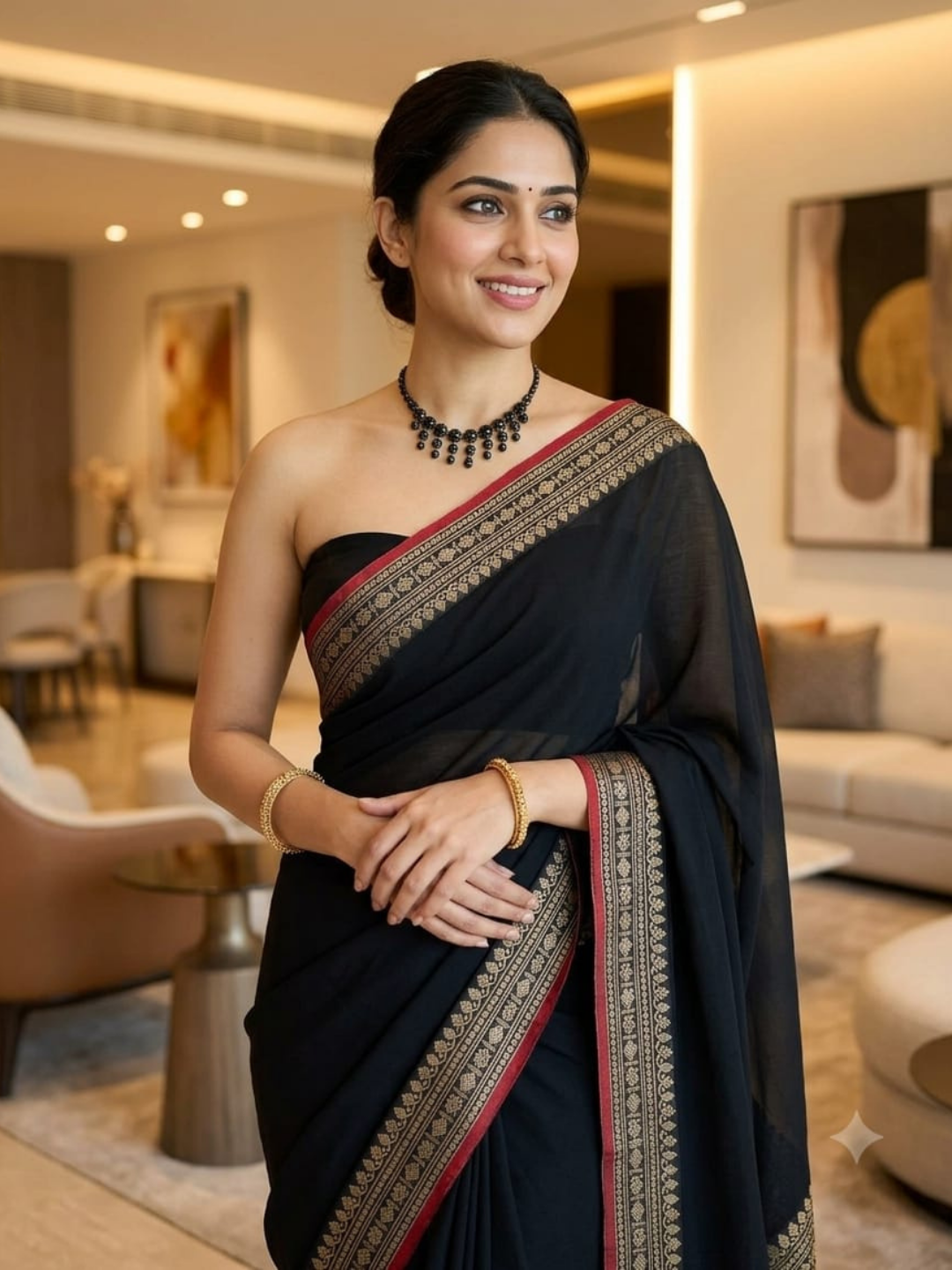 Handloom Narayanpet Cotton Saree | Black