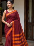 Handloom Narayanpet Cotton Saree | Bright Red