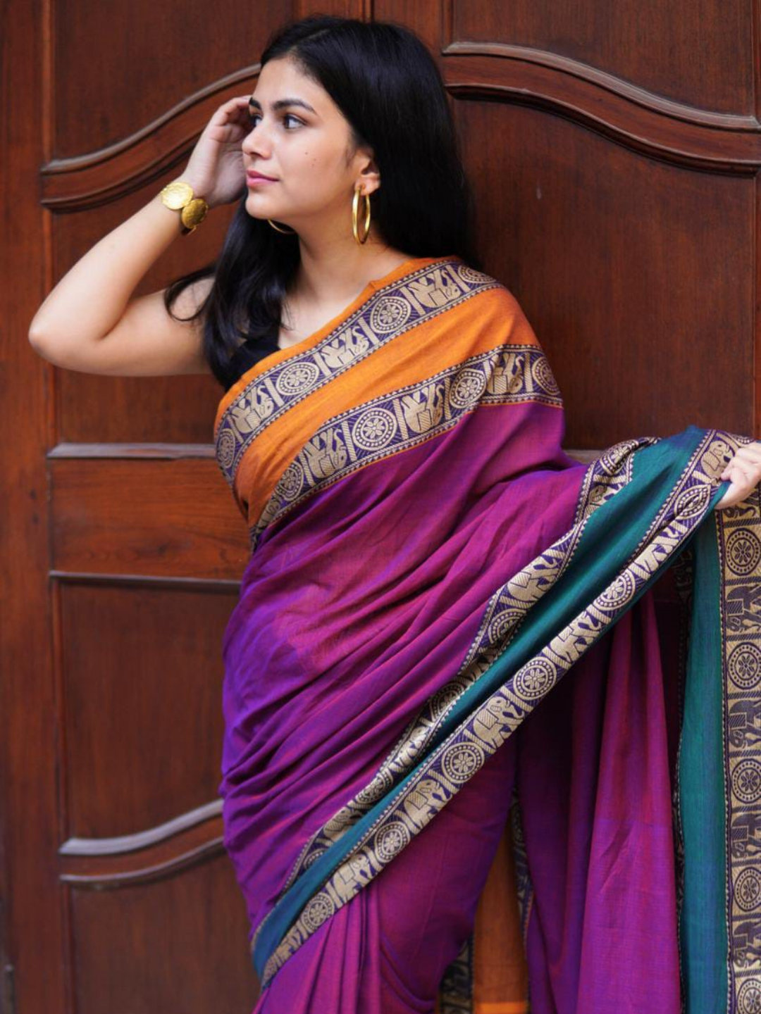 Handloom Narayanpet Cotton Saree | Magenta Purple