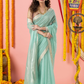 Handwoven Chanderi Silk Cotton Saree | Aqua Mint