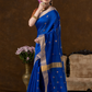 Handwoven Chanderi Silk Cotton Saree | Royal Blue
