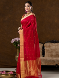 Handwoven Chanderi Silk Saree | Classic Red