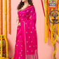 Handwoven Chanderi Silk Saree | Fuchsia Pink