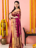 Handwoven Chanderi Silk Saree | Deep Wine