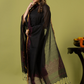 Handwoven Jamdani cotton Unstitched 2-piece Kurti | Jet Black
