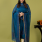 Handwoven Jamdani cotton Unstitched 2-piece Kurti | Peacock Teal Blue
