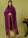 Handwoven Jamdani cotton Unstitched 2-piece Kurti | Deep Magenta Purple
