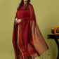 Handwoven Jamdani cotton Unstitched 2-piece Kurti | Crimson Red