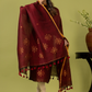 Handwoven Jamdani Linen Unstitched 2-piece Kurti | Deep Maroon