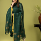 Handwoven Jamdani Linen Unstitched 2-piece Kurti | Bottle Green
