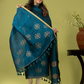 Handwoven Jamdani Linen Unstitched 2-piece Kurti | Peacock Blue