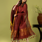 Handwoven Jamdani Linen Unstitched 2-piece Kurti | Rust Maroon