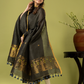 Handwoven Jamdani Linen Unstitched 2-piece Kurti | Charcoal Black