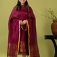 Handwoven Jamdani Linen Unstitched 2-piece Kurti | Wine Red