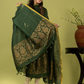 Handwoven Jamdani Linen Unstitched 2-piece Kurti | Forest Green