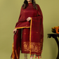 Handwoven Jamdani Linen Unstitched 2-piece Kurti | Deep Red